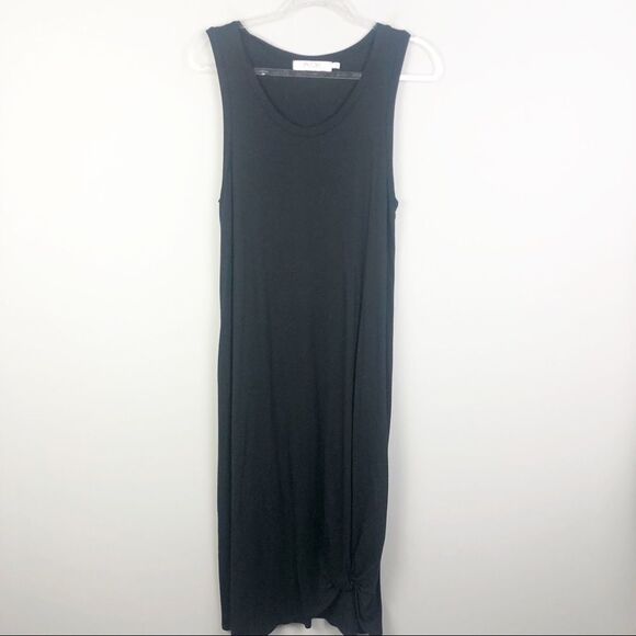 A. OK COEVOLUTION | Knot Front Midi Black Dress L - Picture 1 of 8
